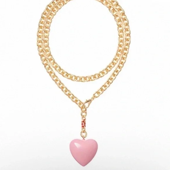 Roxanne Assoulin Pink Heart Necklace NWT and dust bag - Picture 4 of 4